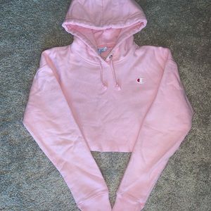 Champion Reverse Weave Cropped Hoodie Pink